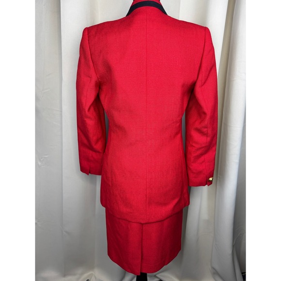 Vintage 80s Sasson Paris New York Red Skirt Power Suit Set Blazer Pencil Skirt 4 - Picture 4 of 13